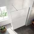 AICA SANITAIRE - Paroi de douche fixe à l'italienne 140x200cm Modèle Brume, verre 8mm trempé anticalcaire, avec barre de stabilisation 140cm - vignette