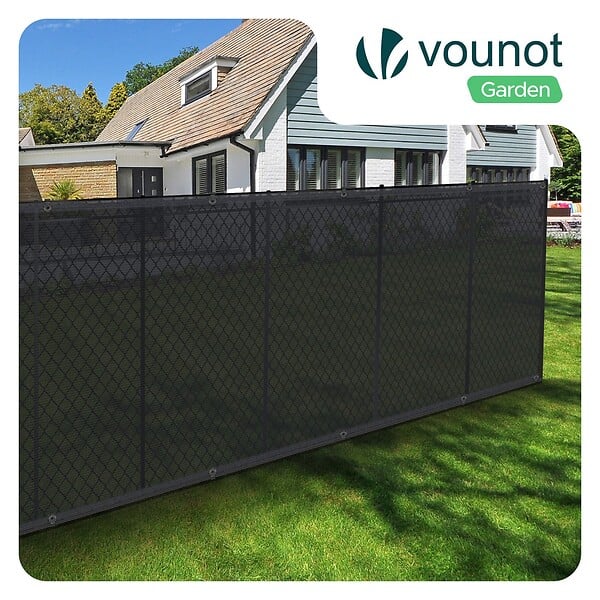 VOUNOT - Brise vue occultant en HDPE 90g/m² 1.5x20m avec attaches de fixation anthracite - large