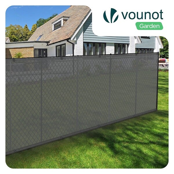 VOUNOT - Brise vue occultant en HDPE 90g/m² 1.5x20m avec attaches de fixation gris - large