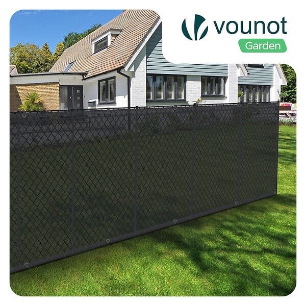 VOUNOT - Brise vue occultant en HDPE 90g/m² 1x20m avec attaches de fixation anthracite - large
