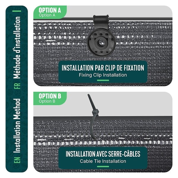 VOUNOT - Brise vue occultant en HDPE 90g/m² 1x20m avec attaches de fixation anthracite - large