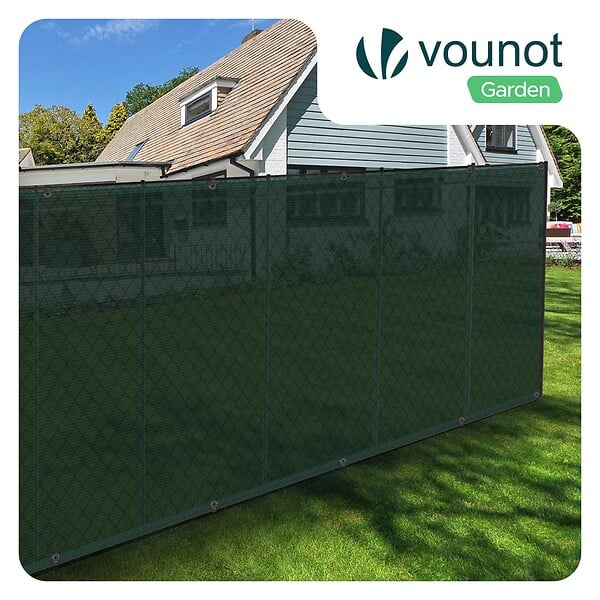 VOUNOT - Brise vue occultant en HDPE 90g/m² 1.8x10m avec attaches de fixation vert - large