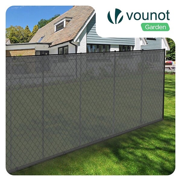 VOUNOT - Brise vue occultant en HDPE 90g/m² 1.8x20m avec attaches de fixation gris - large