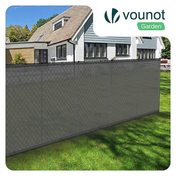 VOUNOT - Brise vue occultant en HDPE 90g/m² 1x10m avec attaches de fixation gris - large