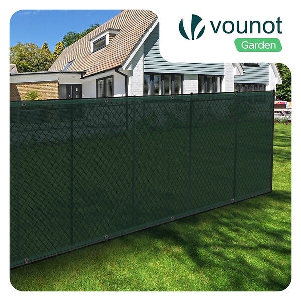VOUNOT - Brise vue occultant en HDPE 90g/m² 1.5x20m avec attaches de fixation vert - large