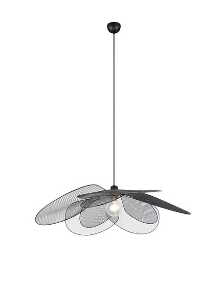 CASALUM - Suspension XXL fleur grillagée métal - Noir - E27 - large