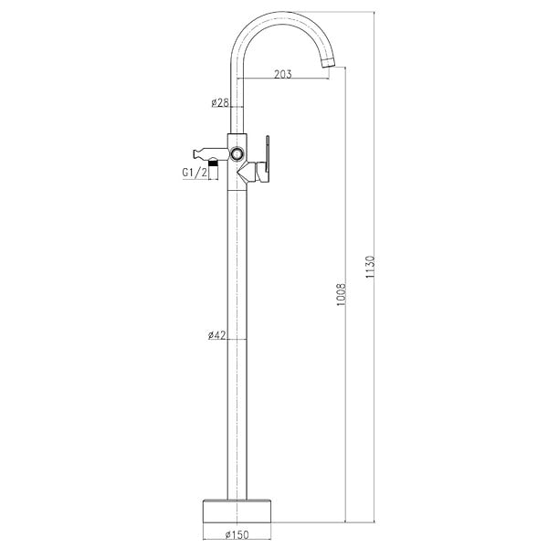 ESSEBAGNO - Colonne de sol mécanique pour baignoire îlot Charme - Noir - 120cm - large