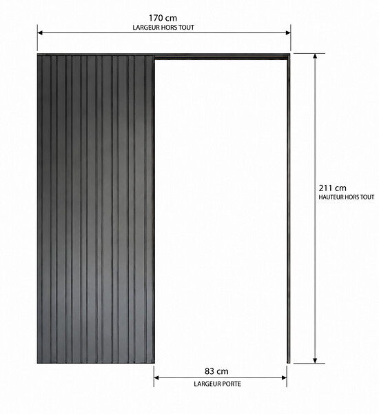 GD MENUISERIES - Porte Coulissante Gris Taupe RAL 7006 Vitrage transparent H204 x L83 cm, Galandage - large