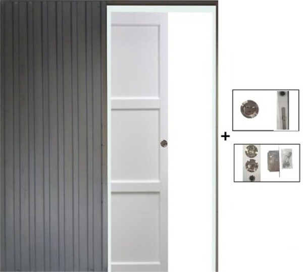 GD MENUISERIES - Porte Coulissante Korya Blanc 3 panneaux H204 x L83 cm, Galandage - large