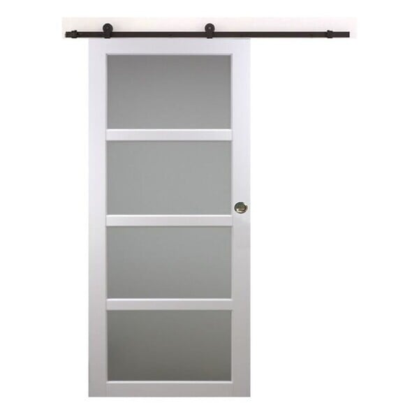 GD MENUISERIES - Porte Coulissante Tana Blanc Vitrée H204 x L63 cm, Rail Roulettes, Coquilles - large