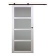 GD MENUISERIES - Porte Coulissante Tana Blanc Vitrée H204 x L63 cm, Rail Roulettes, Coquilles - vignette