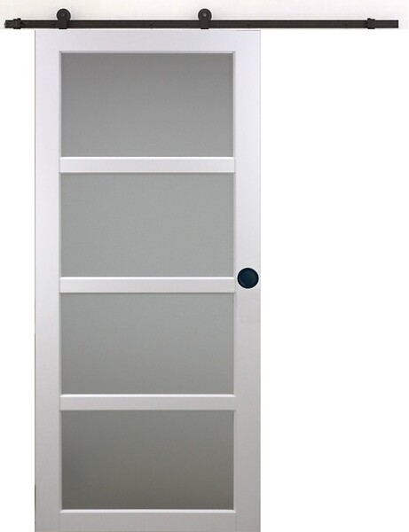 GD MENUISERIES - Porte Coulissante Tana Blanc Vitrée H204 x L93 cm, Rail roulettes, Coquilles Noir - large