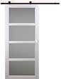 GD MENUISERIES - Porte Coulissante Tana Blanc Vitrée H204 X L83 cm, Rail Roulettes, Coquilles Blanc - vignette