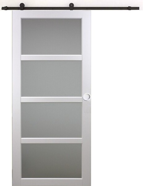 GD MENUISERIES - Porte Coulissante Tana Blanc Vitrée H204 X L63 cm, Rail Roulettes, Coquilles Blanc - large