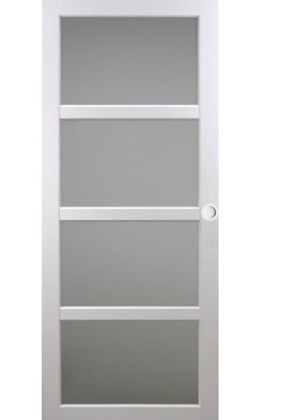 GD MENUISERIES - Porte Coulissante Tana Blanc Vitrée H204 X L93 cm, Coquilles Blanc - large