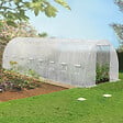 ID MARKET - Bâche de rechange pour serre de jardin tunnel 24m² 8 x 3 x 2 m anti-UV avec porte et fenêtres DES ANDES blanche - vignette