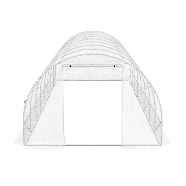 ID MARKET - Bâche de rechange pour serre de jardin tunnel 24m² 8 x 3 x 2 m anti-UV avec porte et fenêtres DES ANDES blanche - large