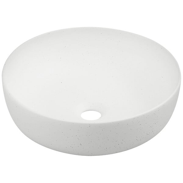 KERRA - Vasque à poser ronde en céramique GRANA blanc mat effet granit Ø41,5 cm - large