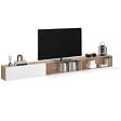 ID MARKET - Meuble TV 300 cm suspendu ELIO 3 portes bois et blanc - vignette
