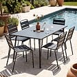 OVIALA - Ensemble table de jardin et 6 chaises en métal anthracite - Palavas - vignette