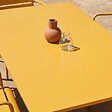 OVIALA - Ensemble table de jardin et 6 fauteuils en métal jaune - Palavas - vignette