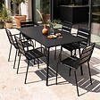 OVIALA - Ensemble table de jardin et 6 fauteuils en métal noir - Palavas - vignette