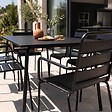 OVIALA - Ensemble table de jardin et 6 fauteuils en métal noir - Palavas - vignette