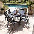 OVIALA - Ensemble table de jardin et 6 chaises en métal noir - Palavas - vignette