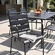OVIALA - Ensemble table de jardin et 6 fauteuils en métal gris - Palavas - vignette