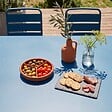 OVIALA - Ensemble table de jardin et 6 chaises en métal bleu pacific - Palavas - vignette