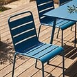 OVIALA - Ensemble table de jardin et 6 chaises en métal bleu pacific - Palavas - vignette