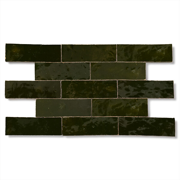 RO'MA NATURE - Carrelage Zellige Marocain Vert Empire 5x15 cm (vendu par 1 m²) - large