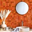 RO'MA NATURE - Carrelage Zellige Marocain Orange Pétillant 5x5 cm  (vendu par plaque de 30x30 cm soit 0,09 m²) - vignette