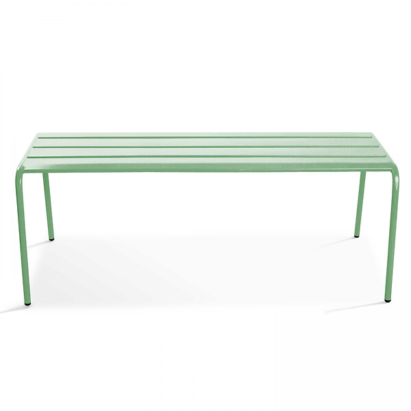 OVIALA - Banc de jardin en acier vert sauge - Palavas - large