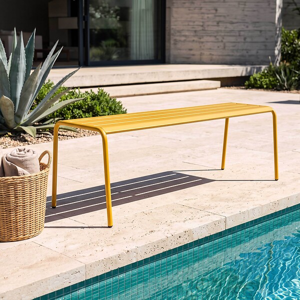 OVIALA - Banc de jardin en acier jaune - Palavas - large