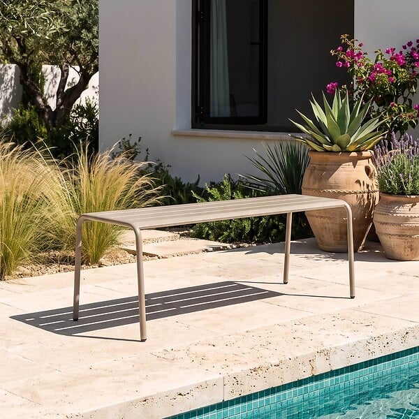 OVIALA - Banc de jardin en acier taupe - Palavas - large