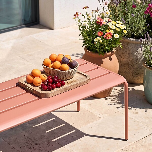 OVIALA - Banc de jardin en acier argile - Palavas - large