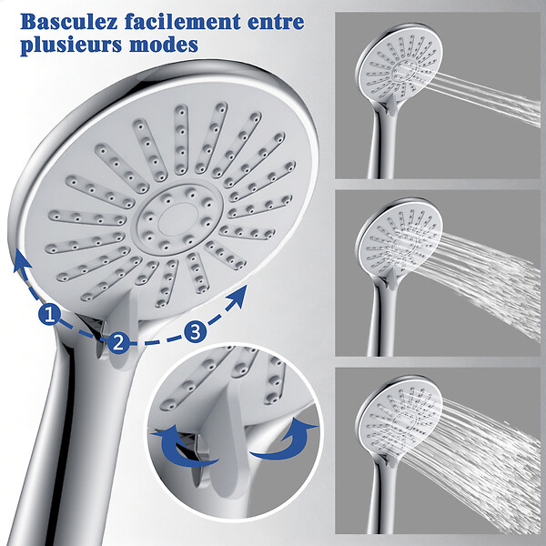 AICA SANITAIRE - Colonne de douche thermostatique 200 mm-Chrome-Laiton & Inox - large