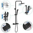 AICA SANITAIRE - Colonne de douche thermostatique noir 200 mm-Chrome-Laiton & Inox - vignette