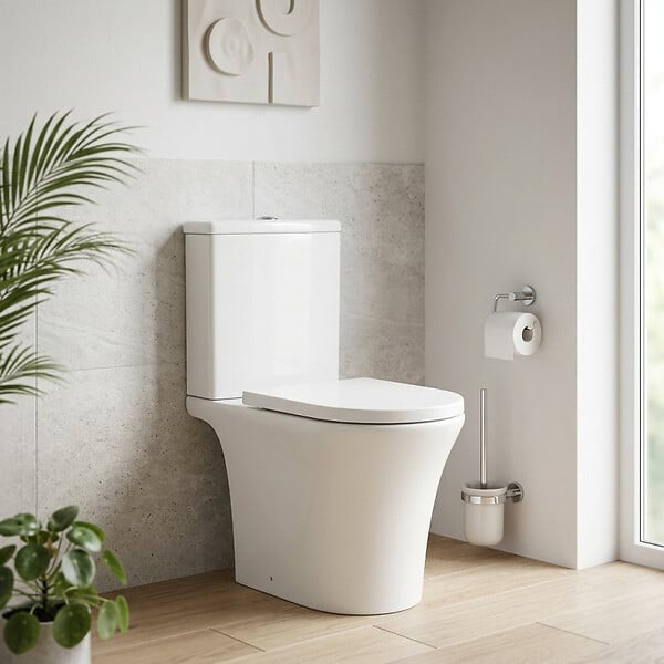SWISS AQUA TECHNOLOGIES - Swiss Aqua Technologies lot de 4 combi WC à poser sans bride, avec abattant softclose - remplissage par le bas (SATBRE030RREXVP-GVP04) - large