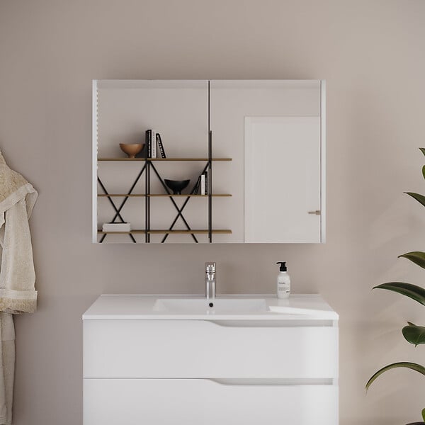 COSYNEO - Armoire de toilette miroir 100x70 cm - blanc - MIRANO - large