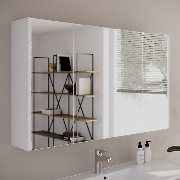 COSYNEO - Armoire de toilette miroir 140x70 cm - blanc - MIRANO - large