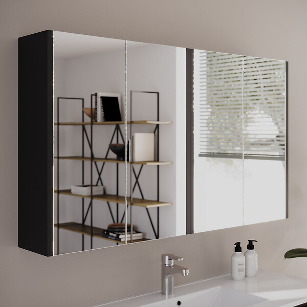 COSYNEO - Armoire de toilette miroir 140x70 cm - noir - MIRANO - large