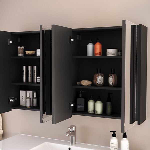 COSYNEO - Armoire de toilette miroir 140x70 cm - noir - MIRANO - large