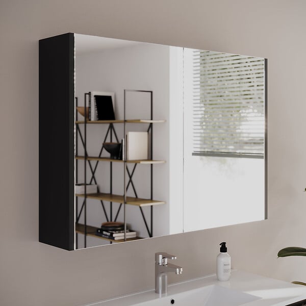 COSYNEO - Armoire de toilette miroir 100x70 cm - noir - MIRANO - large