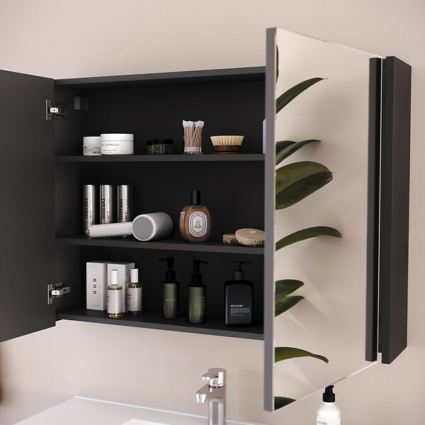 COSYNEO - Armoire de toilette miroir 100x70 cm - noir - MIRANO - large