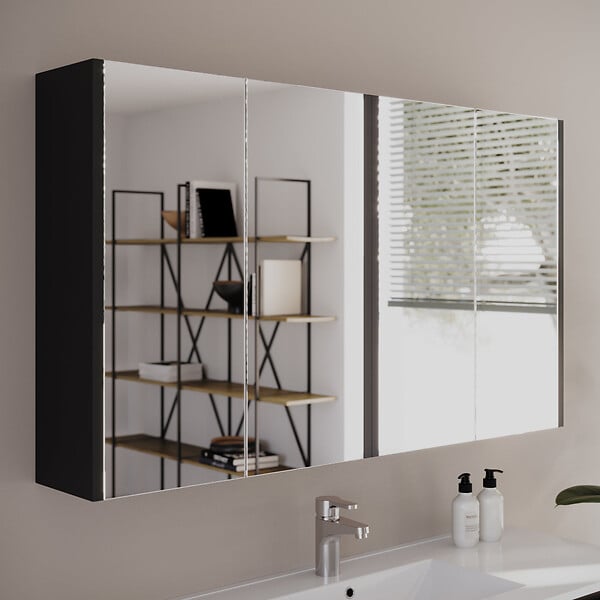COSYNEO - Armoire de toilette miroir 120x70 cm - noir - MIRANO - large