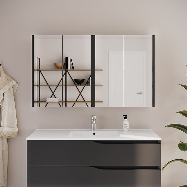 COSYNEO - Armoire de toilette miroir 120x70 cm - noir - MIRANO - large