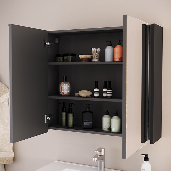 COSYNEO - Armoire de toilette miroir 80x70 cm - noir - MIRANO - large
