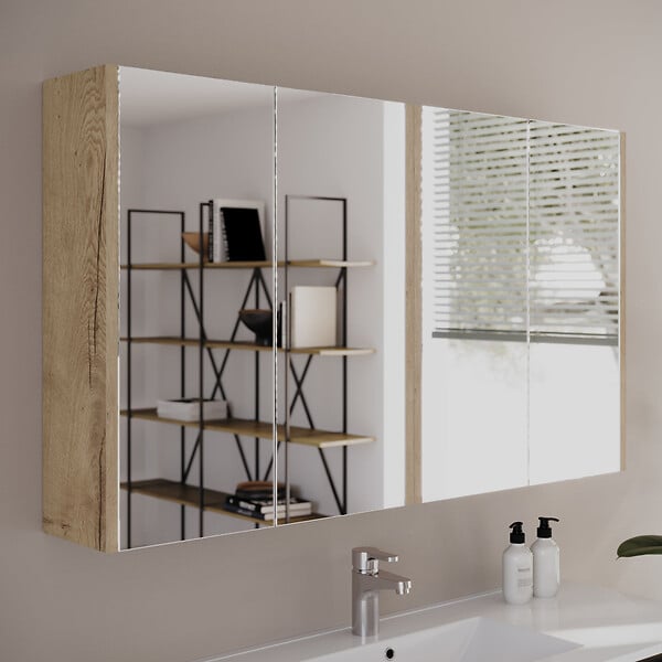 COSYNEO - Armoire de toilette miroir 120x70 cm - madera miel (chêne clair) - MIRANO - large